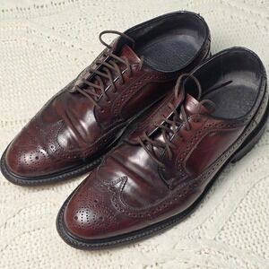 VTG‎ Hanover Shell Cordovan Dress Shoes Mens 9.5 D/B Burgundy Brown Wingtip